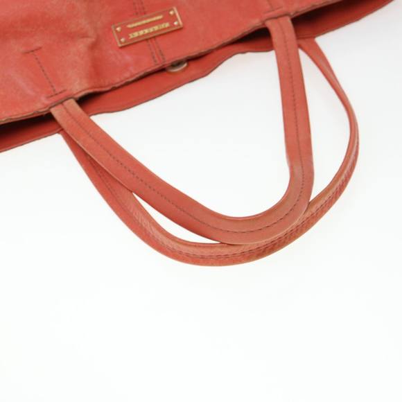 BURBERRY Tote Bag Leather Orange Auth ti965 - Picture 7 of 16